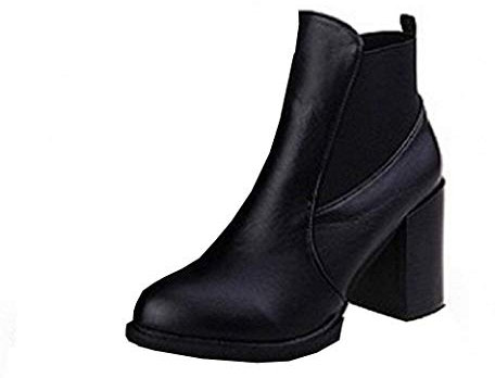 Lovelegis Stivali Tacco a Blocco Donna Ecopelle Colore Nero elastici laterali taglia 35 EU eleganti calzature moda stivaletti comodi inverno regali scarpe donna abbigliamento scarpa