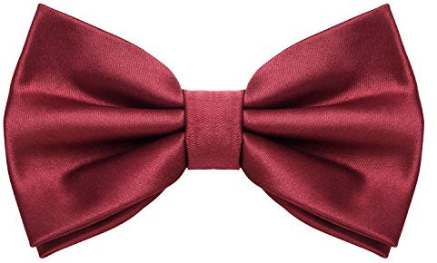 MASADA Herren Fliege Dunkelrot Seidenlook, stufenlos verstellbar, handgefertigt, Hakenverschluss - 12 x 6 cm 100% Polyester