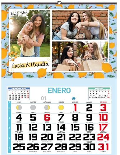 Calendario 2026 de Pared Personalizado - Calendario 2026 Mensual con Festivos Enero 2026 a Diciembre 2026 - Contiene Colgador para Facilitar su Colocación en Pared. ONEPERSONAL