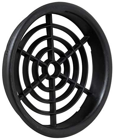 La Ventilazione T6N Rejilla de ventilación Redonda de ABS Negro, empotrable. Diámetro, ø 68 mm