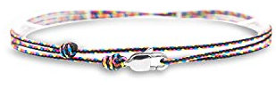 Made by Nami Dünnes Wickel-Fußband für Herren & Damen mit Karabiner-Haken Verschluss - Handmade Männer Fußkettchen - Surfer-Schmuck Herren-Schmuck - 100% Wasserfest & Verstellbar (Dark Retro Silber)