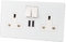WK Electrical - Screwless Double Switched Socket with USB – BS1363 Certified, Piano Glass Front, 13A Twin UK Outlet with 2 x USB Ports (2400mA), Antimicrobial Switch, White – Fits 25mm Back Box