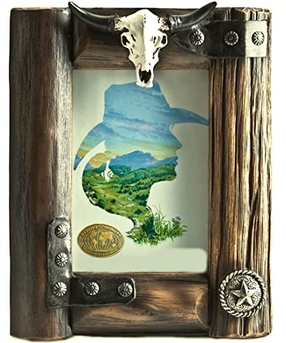 Western Fotorahmen Bilderrahmen Holzrahmen Texas Skull