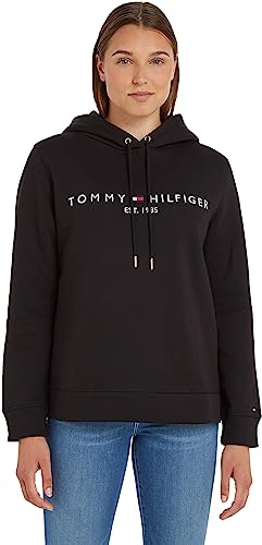 Tommy Hilfiger Damen Hoodie Heritage mit Kapuze, Schwarz (Black), XXS