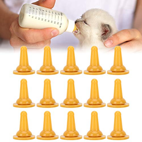 lyrlody Mamelon de biberon pour Animaux de Compagnie, 15 Pièces Chiot Biberon Mamelon en Silicone Tétine de Biberon d'allaitement Sucette d'alimentation pour Chiot Chaton Petit Animal