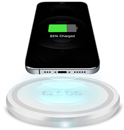 SBS Caricatore da Tavolo Wireless Fast Charge, 10W per Ricarica Rapida, Base di Ricarica per cellulari Qi, Smartphone iPhone/Samsung/Xiaomi/Oppo/Huawei, Bianco