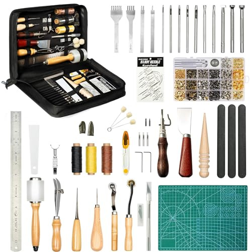 FifthQuarter 458 Pcs Leather Tooling Kit, Essential Leather Working Tools
