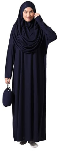 ihvan online, Muslimische Kleider für Frauen, Einteiliges Langarm-islamisches Gebetskleid, marineblau, X-Small-XX-Large