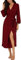 PrinStory Women Kimono Robes Long Knit Bathrobe Soft Womens Dressing Gowns V-Neck Sleepwear Casual Ladies Loungewear (Wine Red, XXL)