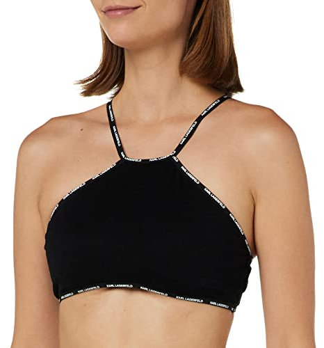 KARL LAGERFELD Damen Mini Logo Halter Bralette Schwarz M