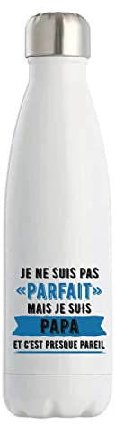 Gourde Isotherme Papa Parfait | Bouteille Thermos 50 cl en acier inoxydable réutilisable écologique pour cadeau famille original et drôle