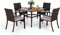 PHIVILLA 5-teiliges Gartentisch und Rattan Stühle Gartenmöbel Set Terrassenmöbel für 4 Personen Balkonmöbel Wetterfest, 94cm Quadratischer Gartentisch mit 4 Gartenstühle für Balkon,Deck,Hof