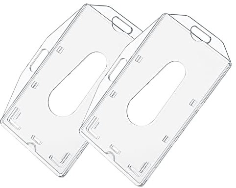 LacyMC Lot de 2 Porte-badge Vertical,avec fente pour le pouce PC transparent rigide Pour Id D'école De Bureau Cartes de Crédit Licences Passes