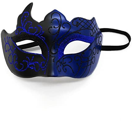 Seglory Venezianische Masken, Maskerade Maske Venezianischen Cosplay Fasching Verkleidung Maskenball Venedig Karneval Mottoparty Kostüm Maske für Herren und Damen (Schwarz Blau)