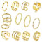 JeweBella 15 Stück Ringe Silber/Gold für Damen Edelstahl Knöchel Ringe Stapelbare Offene Daumen Ringe Set für Frauen Trendy Stapel Ringe Set Minimalistischer Fingerringe Set