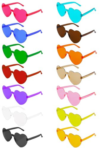 ZEEREE Occhiali da Sole a Cuore, 14 Paia Occhiali da Festa Occhiali Divertenti Occhiali Colorate per Gadget Matrimonio Feste Addio al Nubilato Bomboniere Photo Booth Puntelli