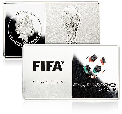 The Koin Club World Cup 1990 Italy Football Championship Silver Coin Bar Samoa $1 Dollar