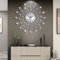 Lafocuse 23 Inch Metal Large Wall Clocks for Living Room Modern, Silent Bling Crystal Wall Clock Battery Operated, Silver Starburst Clock Art Deco Kitchen Office