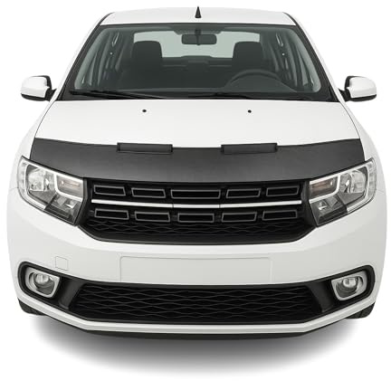 OMAC Haubenbra Halb für Dacia Logan 2012-2021 Vinyl Carbon | Steinschlagschutz, Carbon-Optik, fahrzeugspezifisches Design, Car Bonnet Bra