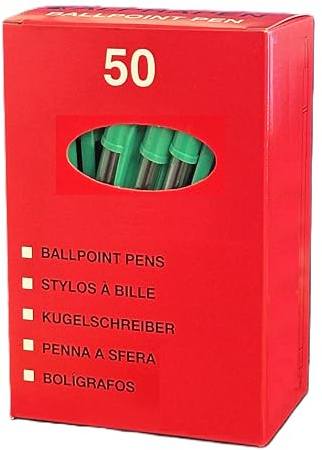 ARTH Pens Green Ink Biro Ballpoint Multipack Box Of 50 Pens