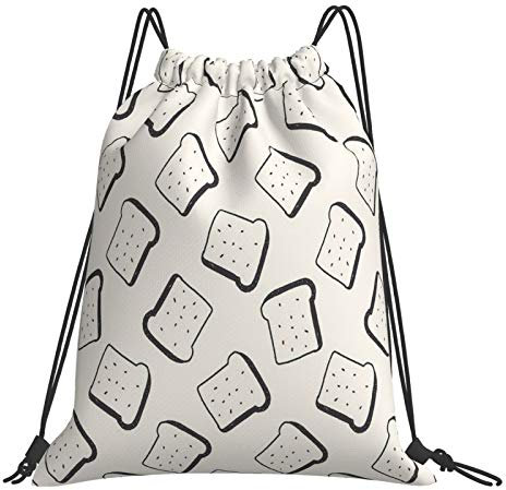 BEEOFICEPENG Rucksack mit Kordelzug, Toast Brot Ei Unisex String Bag Sport Gym Bag Casual Daypack Kordelzug Sackpack