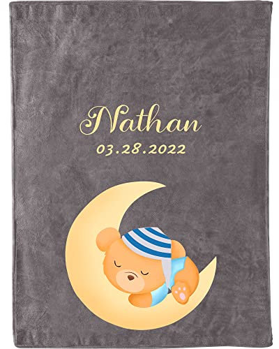 XNBTIM Babydecke Mit Namen, Decke Mit Namen Baby,Personalisierte Kinderdecke Babydecke Baby Decke Mit Namen Neugeborenen, Kuscheldecke Decke Mit Namen Baby MäDchen Junge,Personalisierte Geschenke