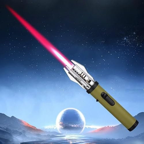 PEIXEN Planet Lightsaber Butane Gas Lighter 360° Use Metal Outdoor Windproof Turbine Torch Jet Lighter， Metal Outdoor Portable Torch Lighter (Color : Military green)