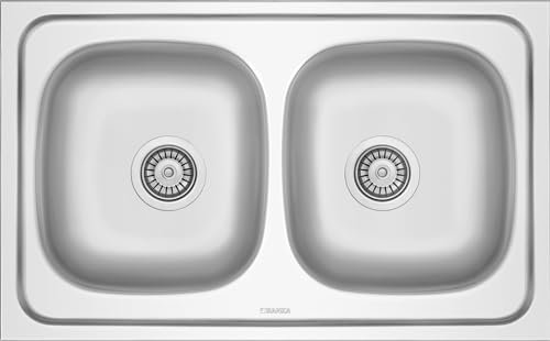 Fregadero NO ENCIMERA Cuadrado 80x50 | 2 Senos | Sobreponer Mueble | Acero Inoxidable AISI 304 | Fabricado en Europa