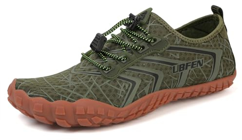 UBFEN Water Shoes Aqua Swim Shoes Mens Womens Beach Sports Quick Dry Barefoot for Boating Fishing Diving Surfing Green Color Size US 11 Women 9.5 Men