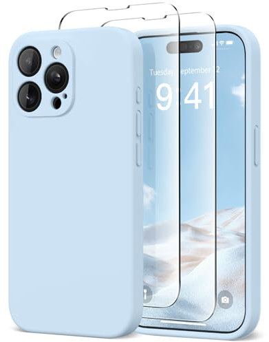 SuydanBox Magnetische Hülle für iPhone 14 Pro, kompatibel mit MagSafe, [Vollständiger Kameraschutz] [Displayschutzfolie] Stoßfeste Silikon-Schutzhülle für iPhone 14 Pro 6,1 Zoll, Hellblau