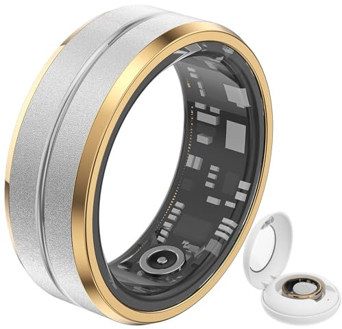Smartringe für Herren Damen Smart Ring Android iOS Fitness Tracker Ring Bluetooth Herzfrequenzmessung Smartring Schrittzähler Ring Schlaf Tracker Gesundheitsring mit App Fitness Ring Silber Gold