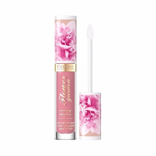 Eveline Cosmetics Flower Garden Creamy Lip Gloss - Nr. 03 | Vegane Formel mit Hyaluronsäure, Pflanzenkollagen & Pfingstrosenextrakt für gepflegte, hydratisierte Lippen | 4,5 ML
