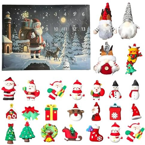 Weihnachten Adventskalender 2024, WeihnachtenZwerge Adventskalender 24-Tage-Weihnachten Countdown Kalender Mit 3 Zwergspielzeugen Und Weihnachtsfigur,Für Familie Und Freunde