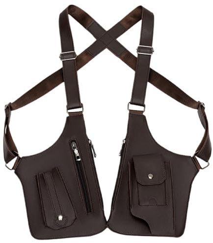Anti Theft Bag, PU Leather Shoulder Bag, Men’s Harness Bag, Double Shoulder Pouch, Camping Shoulder Bag, Adjustable Leather Bag, Anti Theft Harness Bag, Multi-Pocket Shoulder Bag, Men’s Travel Bag