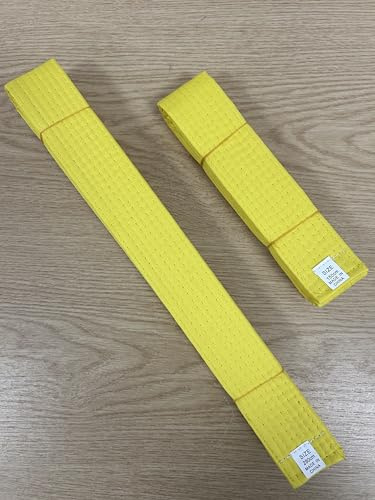MARTIAL ARTS BELTS Kids & adults, KARATE, TAEKWONDO, JUDO, KICKBOXING, BELTS 150cm & 280cm (Yellow, 150cm)