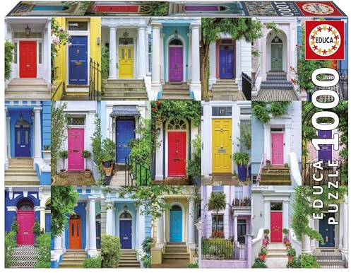 Educa - 1000 Piece Doors of Notting Hill Jigsaw Puzzle for Adults | London Colourful Houses Theme Decorative Gift | Ages 14+ (20177)