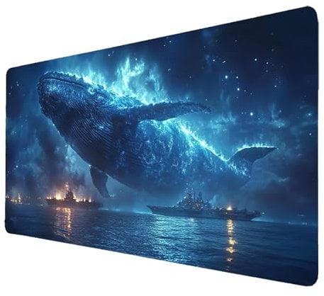 XXL Mauspad Schwarz Gaming Mauspad Groß 500x250x3mm Verbessert Präzision und Geschwindigkeit, Mausmatte mit Vernähte Kanten, Wal Mauspads, Rutschfeste Desk Mat, für PC, Laptop Geschenke Männer 4811