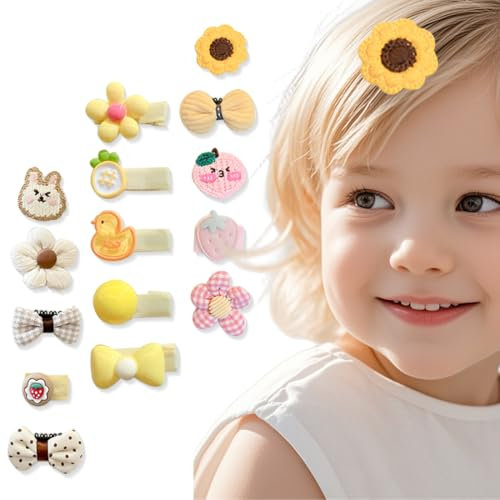 XYTAHDM 15 Pcs Pinzas para el pelo de bebé para recién nacidos, sin deslizamiento, mini pinzas para el pelo, accesorios para el pelo fino para niñas y niños pequeños