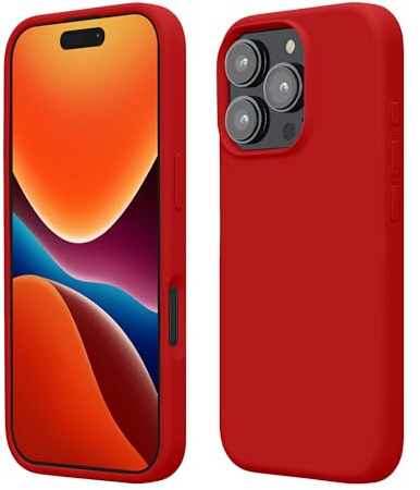 kwmobile Case Compatible with Apple iPhone 16 Pro Max Case - TPU Silicone Phone Cover with Soft Finish - Classic Red
