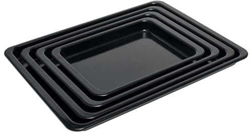 ProCook Enamel Baking Tray Set - 4 Piece, 26x19.5x2.5cm, 31x23.5x2.5cm, 36x27x2.5cm, 41x31x2.5cm, Black Carbon Steel Non Stick Oven Tin Pans - Scratch Resistant Bakeware