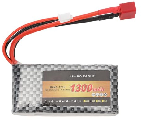 RiToEasysports 1300mAh 7.4V RC Car Lithium Battery, Replacement Battery with T Plug for Remote Control Truck Car