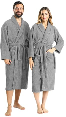 Björk Unisex-Bademantel aus ägyptischer Baumwolle Frottee Weicher, Leichter Morgenmantel für Damen & Herren, Lang, Saugfähig & Schnell Trocknend, Ideal für Sauna & Spa