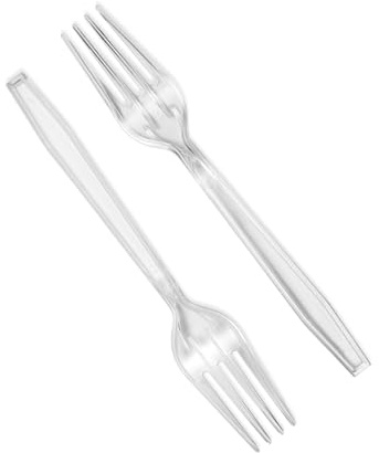 50 Pack Clear Plastic Forks – 7 Inch (17.8 cm) Heavy Duty Reusable & Washable Cutlery | Durable Clear Disposable Forks for Parties, Picnics, BBQs, Catering, and Everyday Use