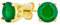 Boucles D'Oreilles Clous Solitaires CZ Rondes Vertes Pour Femmes Plaquées Or Jaune En Argent Sterling .925 Jade Simulé Coupe CZ AAA