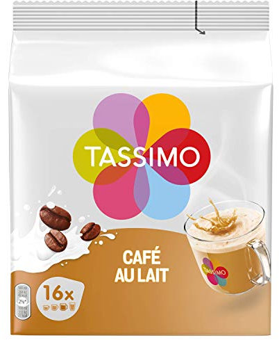 Tassimo Café Dosettes - 80 boissons Café au Lait (lot de 5 x 16 boissons)