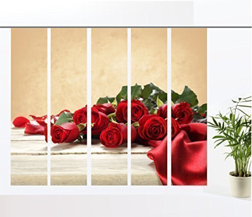 gardinen-for-life Flächenvorhang Rose - 5er - Serie, Set 5tlg, Jew. Gr.60x260 cm