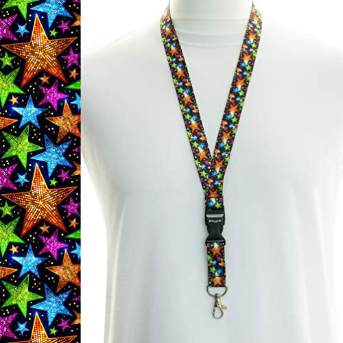 Rolseley Cordon tour de cou pour porte-badges avec clip en métal 1 étoiles multicolores.