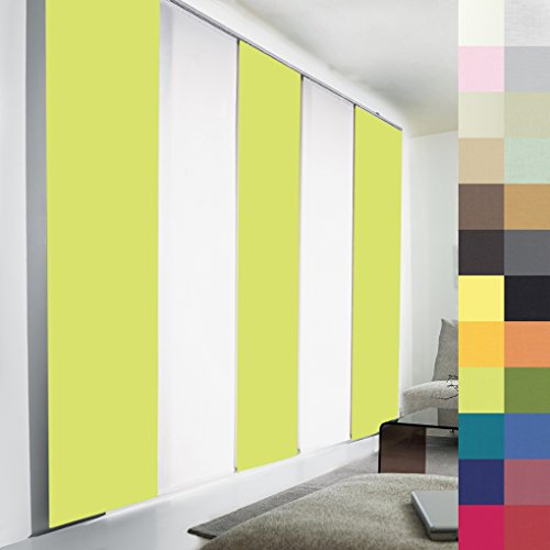 Sun World Schiebegardinen nach Maß, hochqualitative Wertarbeit, alle Größen verfügbar, Maßanfertigung, Schiebevorhang, Raumteiler, Flächenvorhang, Blickdicht (225cm Höhe x 60cm Breite/Light Green)