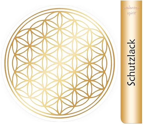 Blume des Lebens Aufkleber 9cm mit Schutzlack - Folie transparent (5, Gold)