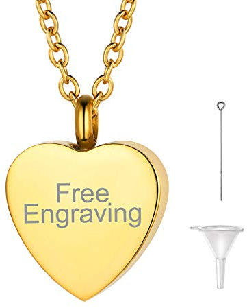 FaithHeart 18k vergoldet gravierbar Memorial Schmuck Herz Halskette wasserdichte Herzkette für Sie und Ihr Geliebte